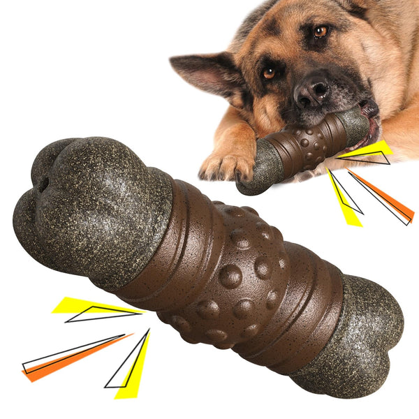 Tough rubber chew bone dog toy