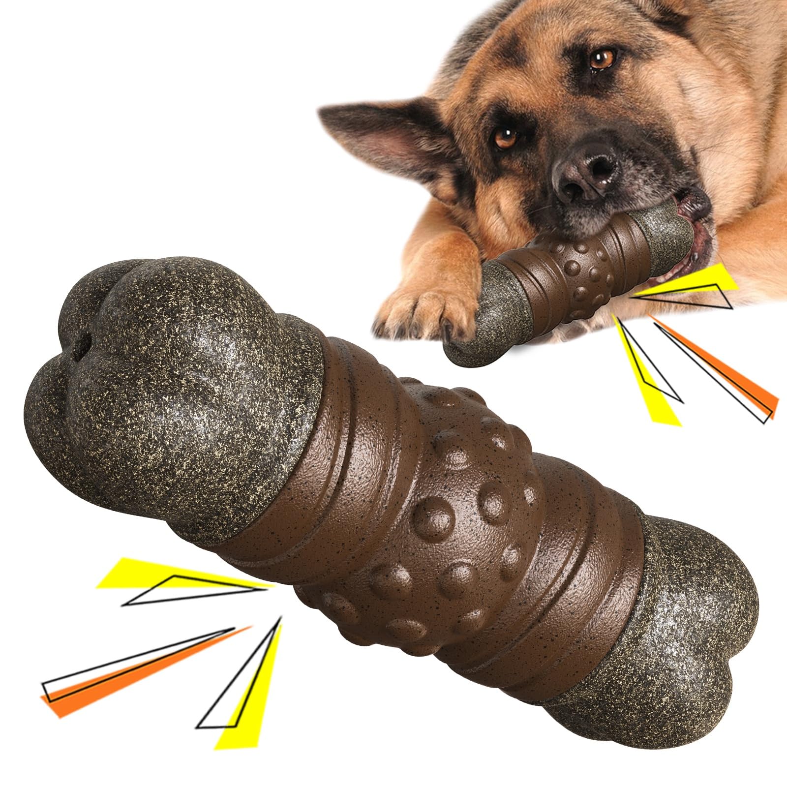 Tough rubber chew bone for aggressive chewers